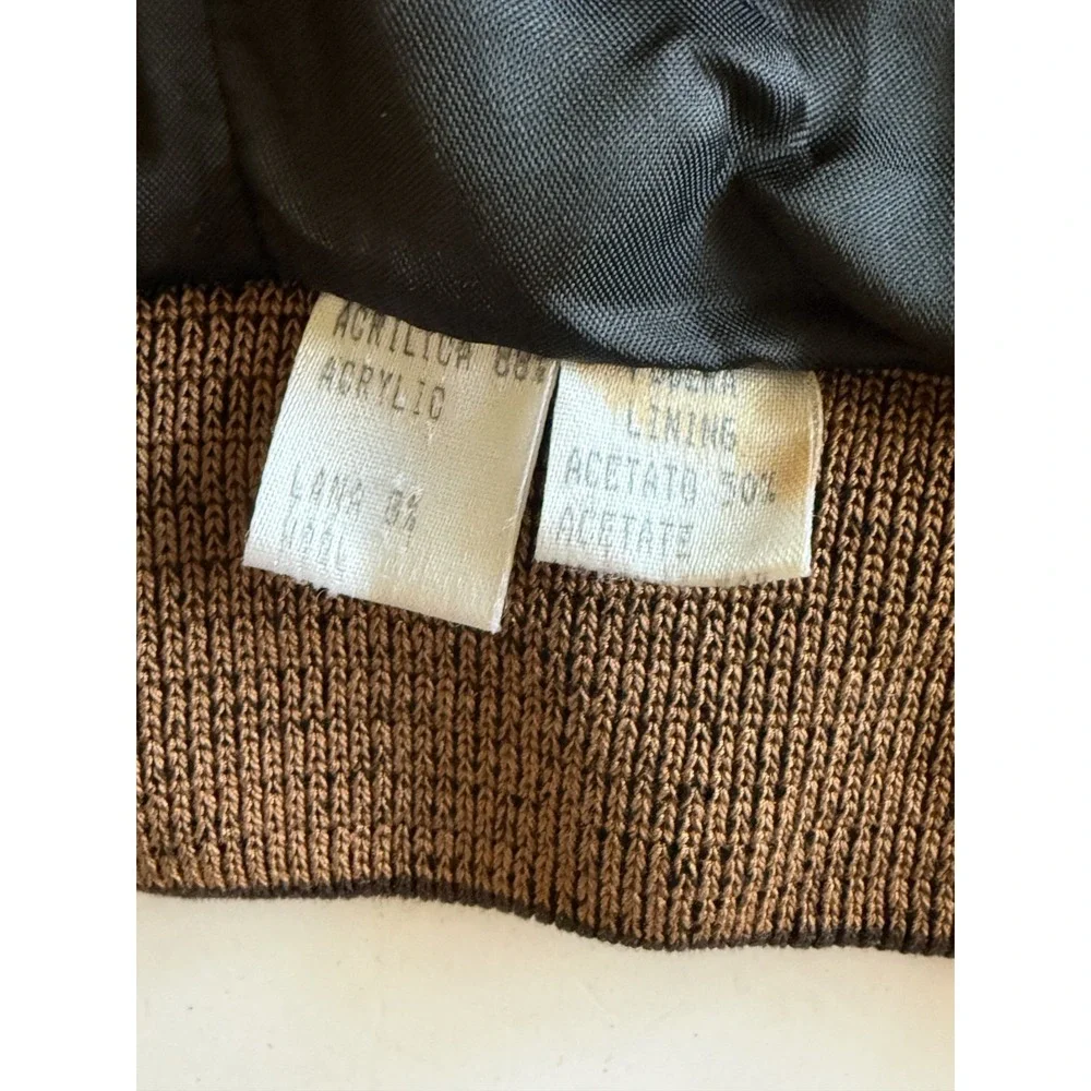 VTG Luigi Basile Tomas Bomber Jacket Men L Made in Italy Knit Style Brown
